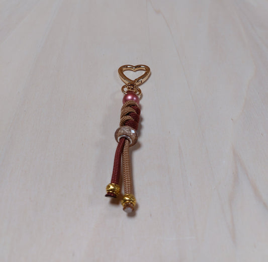 Bij-Zalme sleutelhanger Bordeaux/Creme